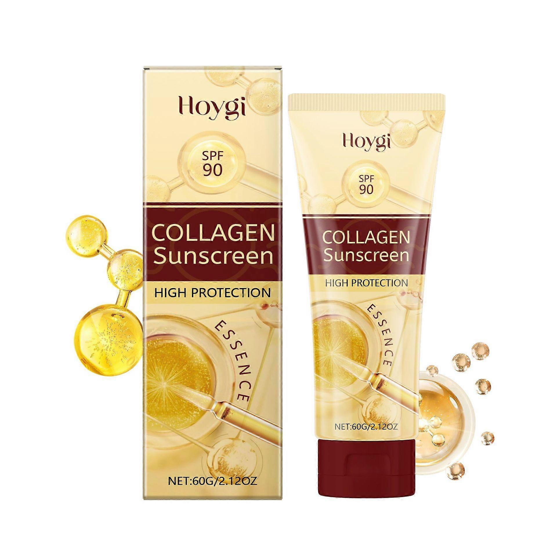 Collagen Sunscreen, High-Protection Sunscreen SPF 90 UV Defense, Long Lasting Sun Protection, Lightweight & Moisturizing, Non-Greasy, Suitable for All