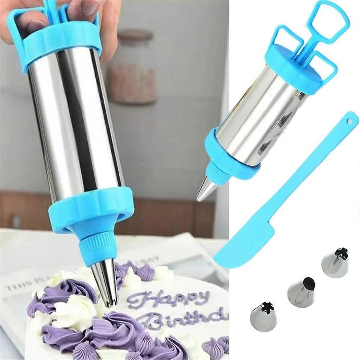 Stainless Steel Cake-Cream- Maker with Nozzles, Scraper and Baking, Accessories for Handmade Dessert