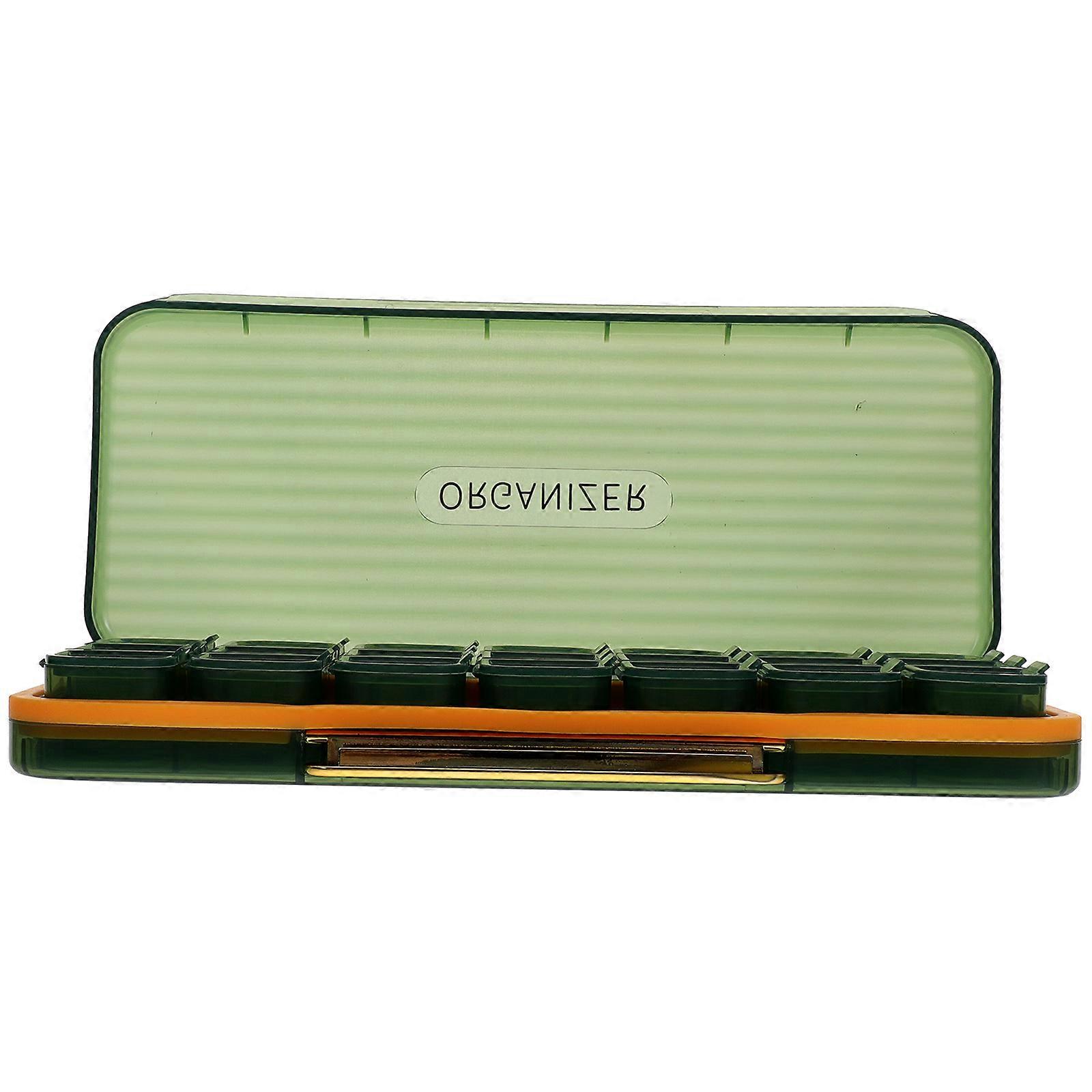 Medicine Organizers Portable Multi-Grid Design Compact Pill Case Daily Use Green 22.5X9.5X3CM 1Set