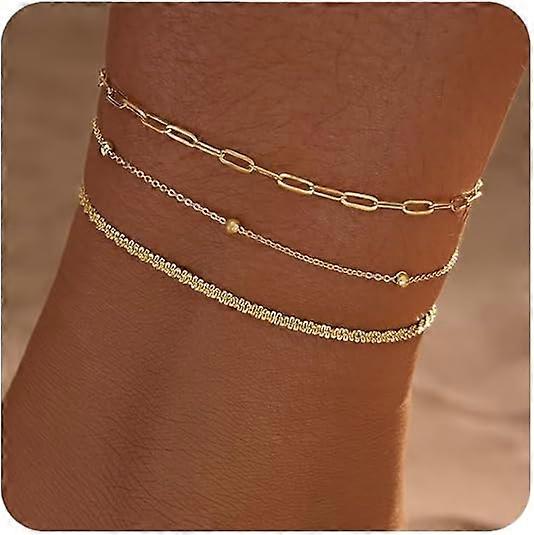 Ankelledd i gull for kvinner, hjerteformet ankelledd i flere lag