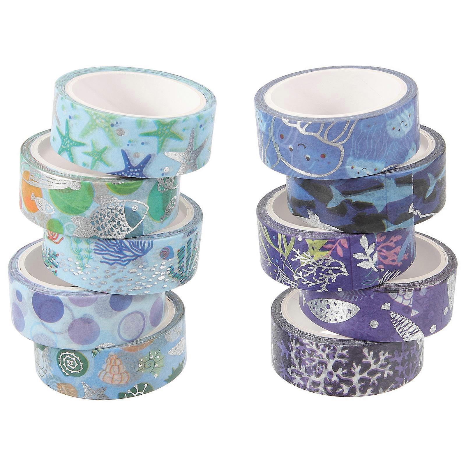 10 Rolls Ocean Themed Washi Tape Set Decorative Adhesive Rolls for Journaling, Scrapbooking, DIY Crafts, Art Projects & Creative Decorations
