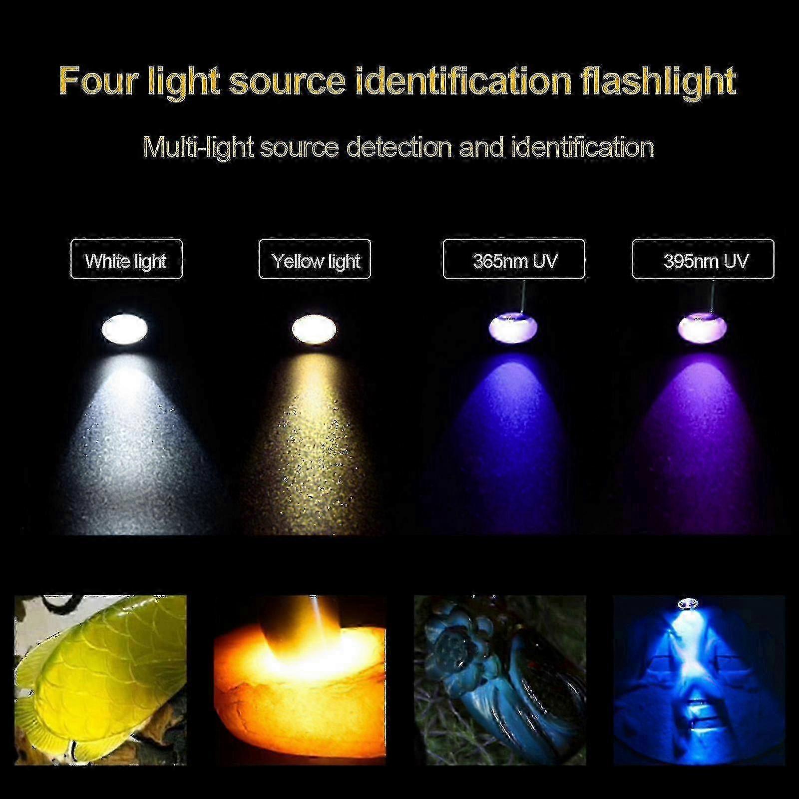 4 In1 Gemstone Identification Light LED Flashlight Tool for Gemstone Enthusiasts and Professionals
