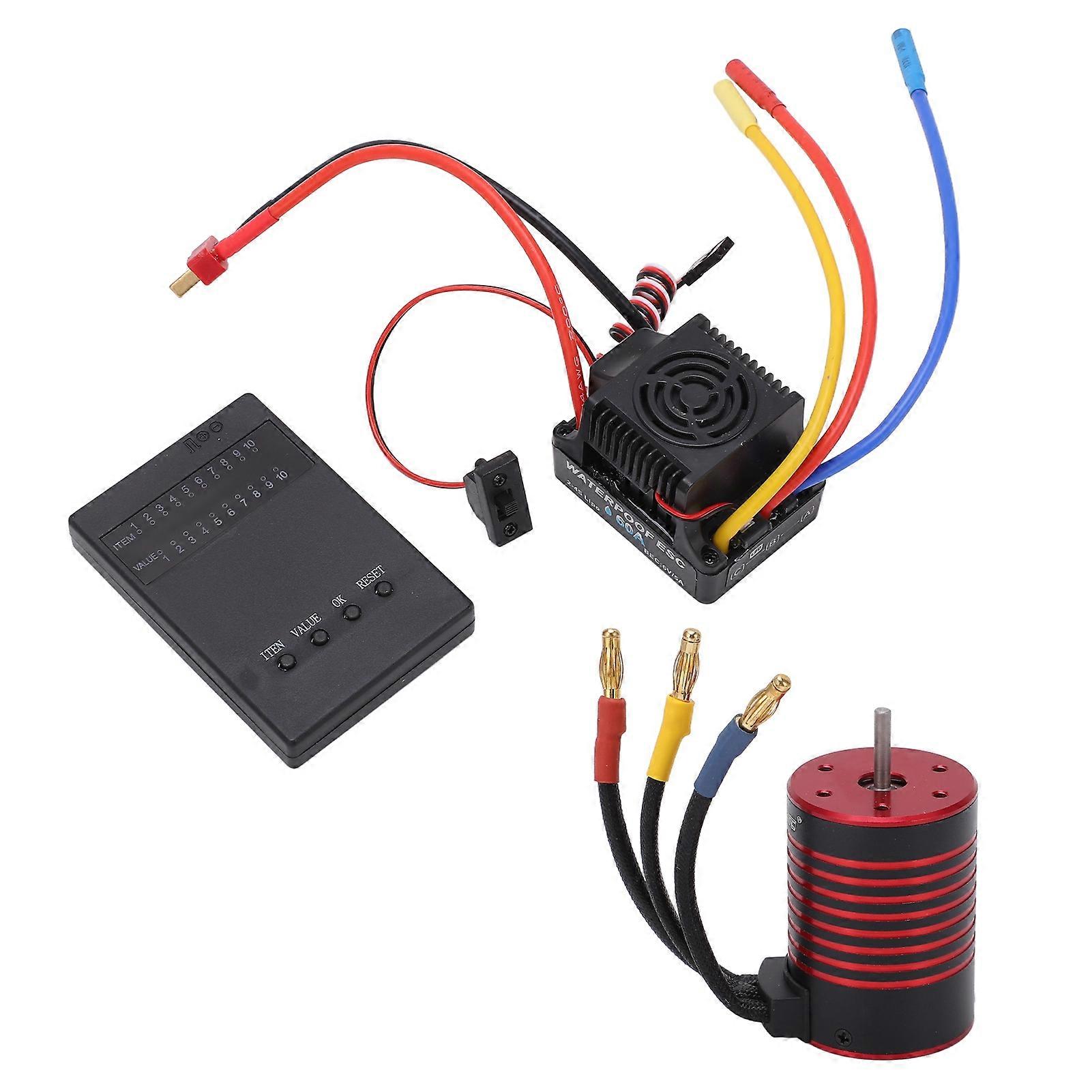 Wasserdichter 3650 Brushless Motor mit 60A ESC Programmierkarte Combo Set Zubehör für 1/10 RC Car 5200KV