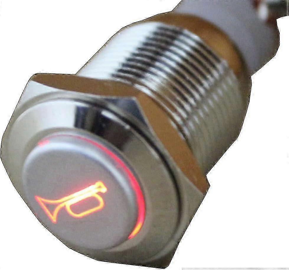 16mm Power Red LED 12V 3A Push Button Car Horn Momentary Toggle Switch Metal Horn Speaker Horn