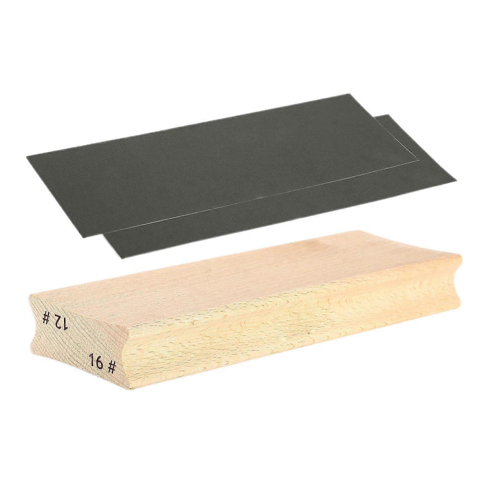 Bass Radius Sanding Block - Wooden Fretboard Leveling Tool for Guitar and Bass, 12# & 16# Sandpaper Compatibility