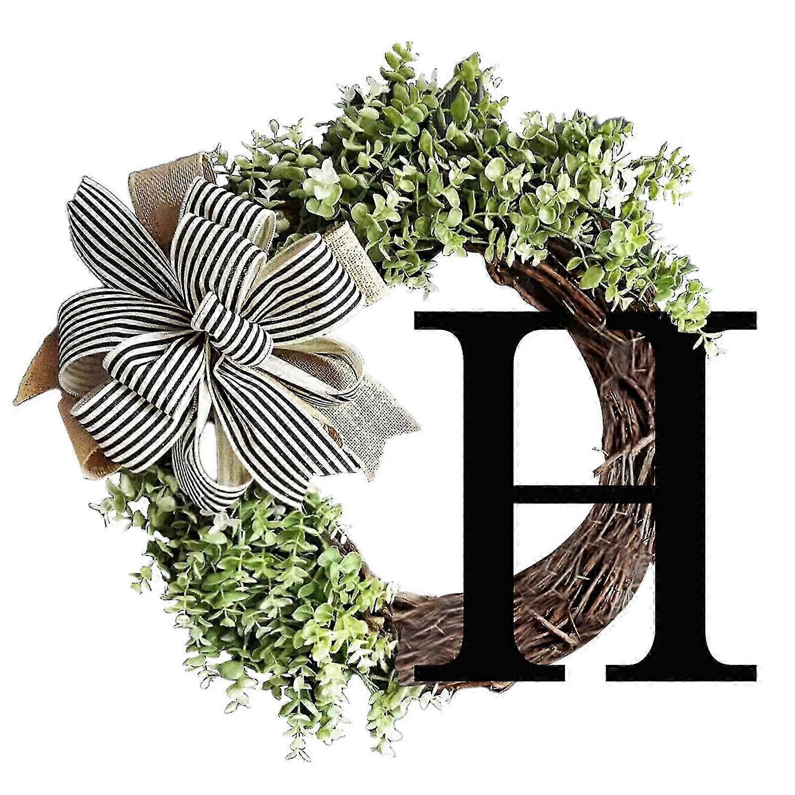 Script Monogram Front Door Wreath for Seasonal Decor - Spring, Summer