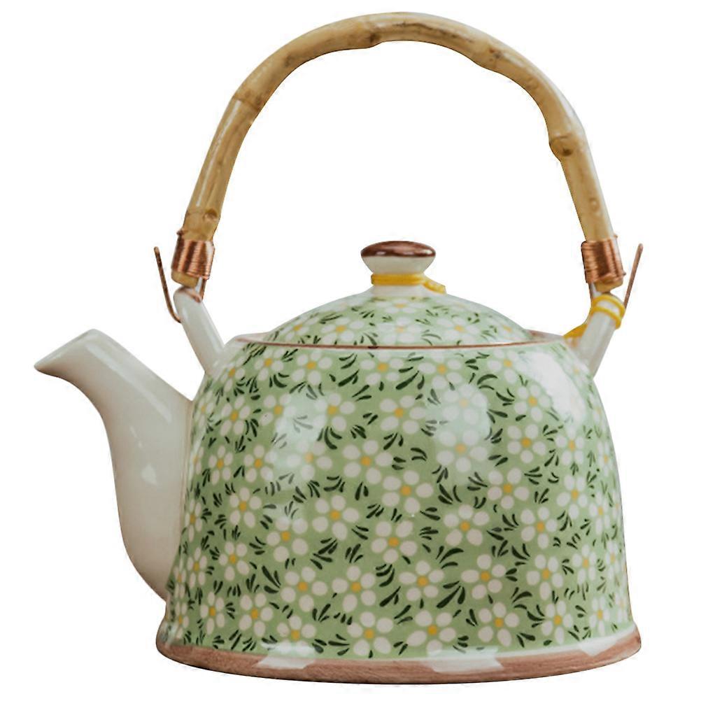 Vintage Style Ceramic Tea Kettle with Strainer Mesh, High Temperature Resistant Porcelain Teapot for Loose Leaf Tea and Fruit , Ideal for Home and