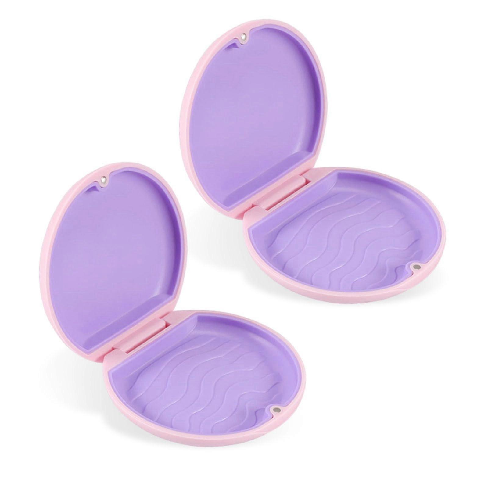 2 Pieces Braces Box Pink Rose, Retainer Case, Denture Box for Braces and Mouth Guard Storage, Dental Prosthesis Container