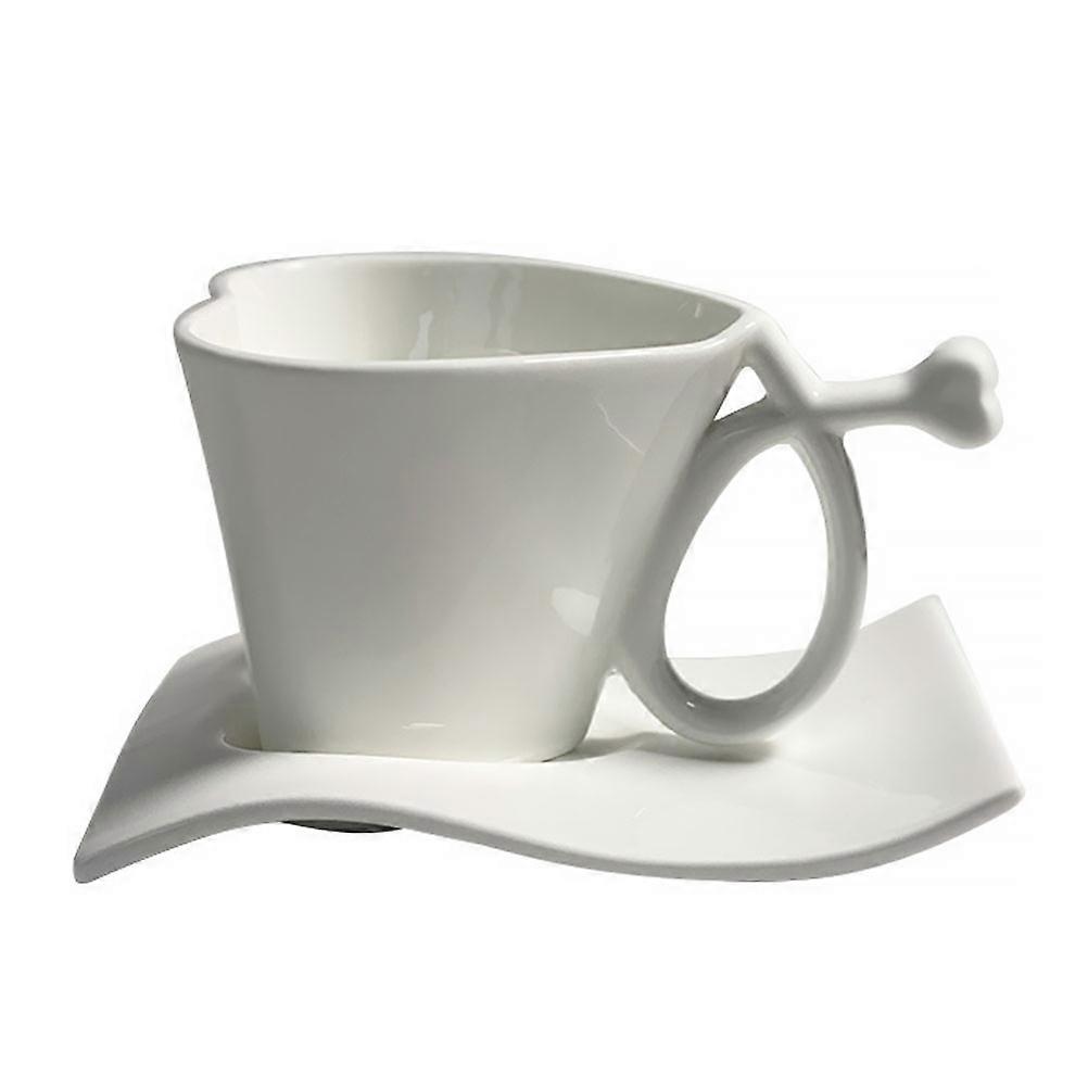 White Heart Shaped Coffee Cups Set Home Use 1Set