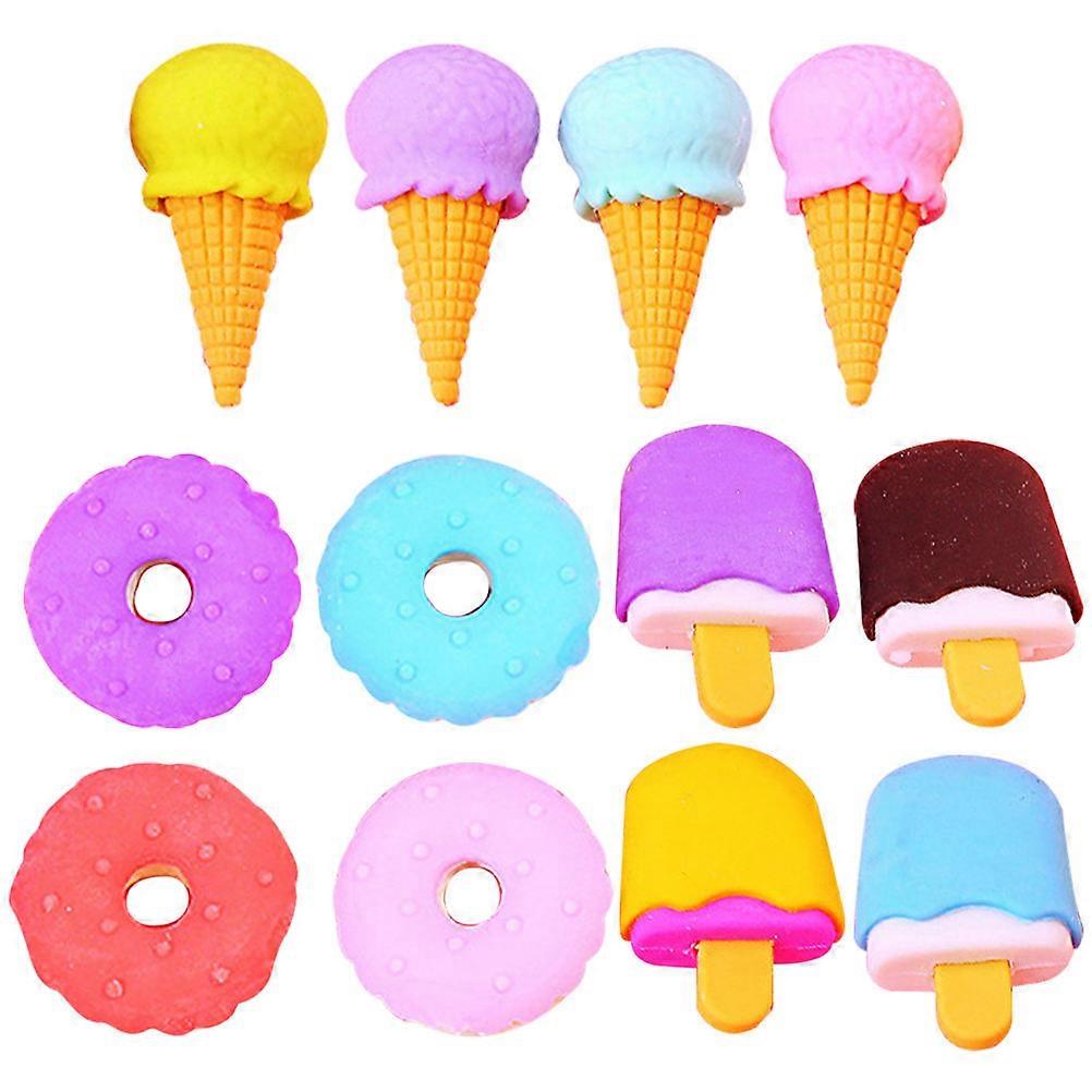 Funny Pencil Eraser Portable Mini Erasers Assorted Color For Students 12Pcs