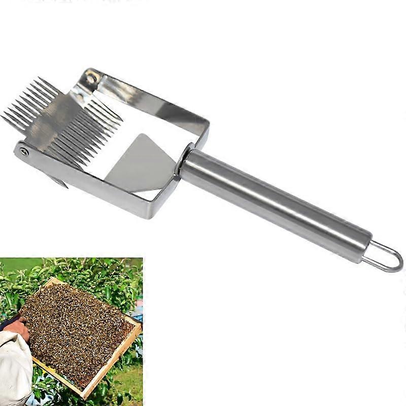 DoppelkopfHonigschneider, Adjustable 16Tin Stainless Steel Honey Fork Scraper with Stainless Steel Handle for Beekeepers