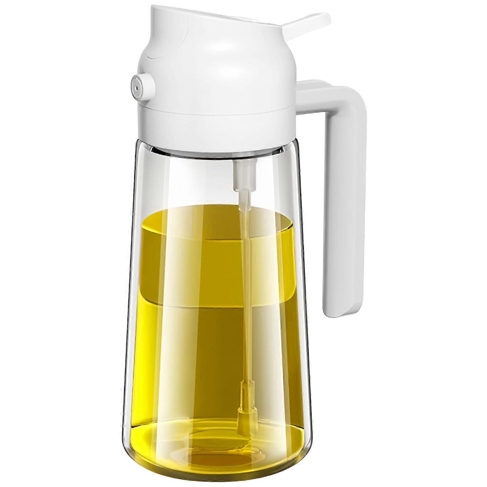 2 in 1 Glass Oil Misters And Dispenser Spill Proof Design With Atomizing Nozzle For Precise Greases Control White