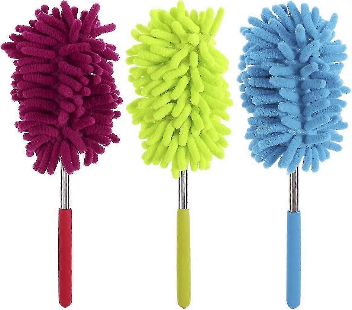 3 Pieces Microfiber Feather Duster With Extendable Rod