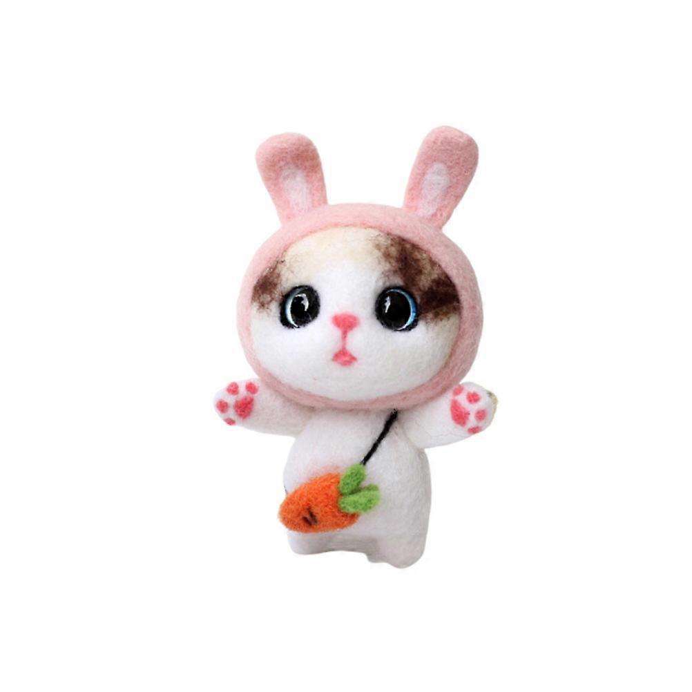 Cartoon Cat Wool Felting Kit for Beginners – Includes Colored Wool, Needles and Tools for DIY Plush Doll Craft – Ideal for Home Art and Interactive