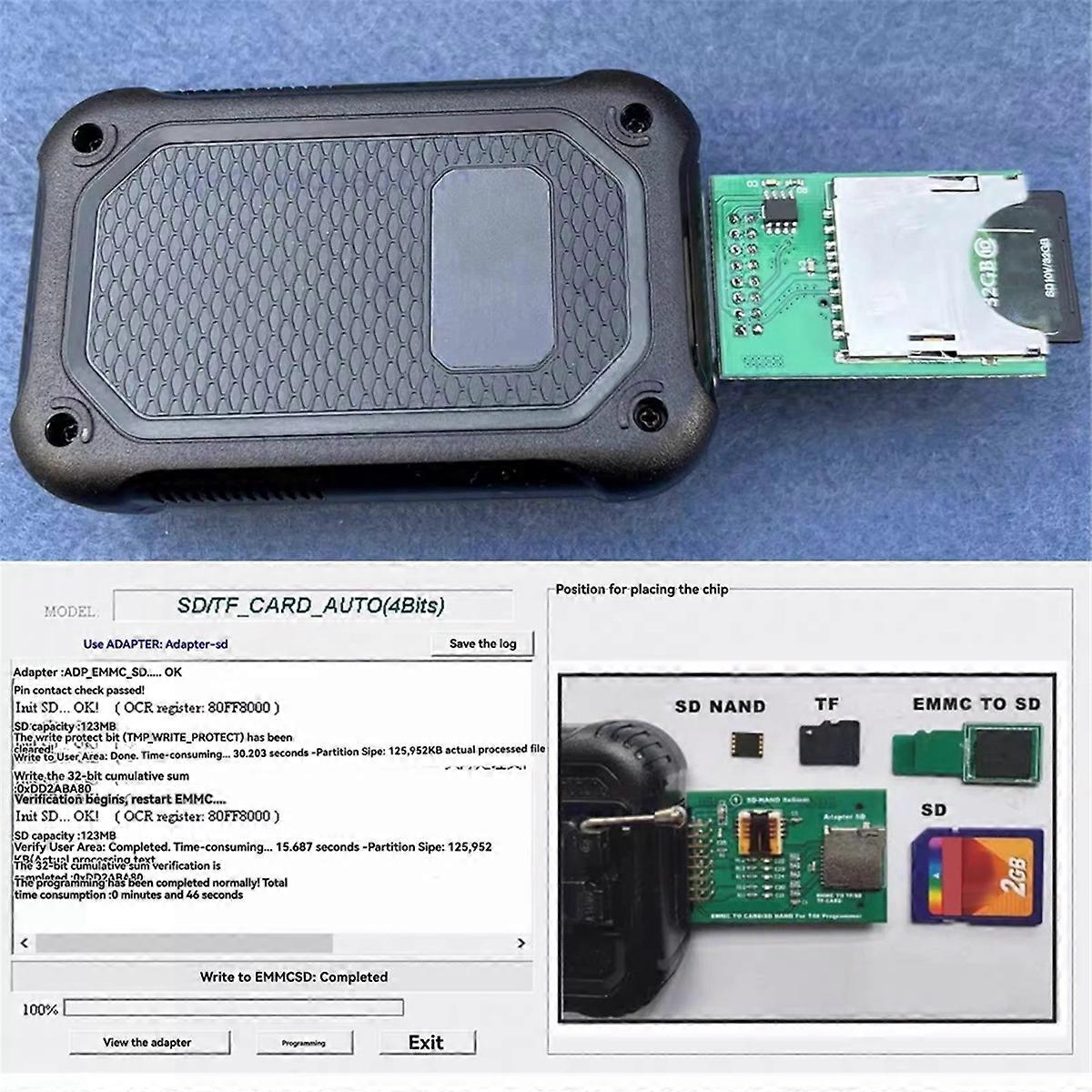 EMMC SD Adapter for T48 Programmer Support Reading and Writing SD / TF Card EMMC NAND Chip