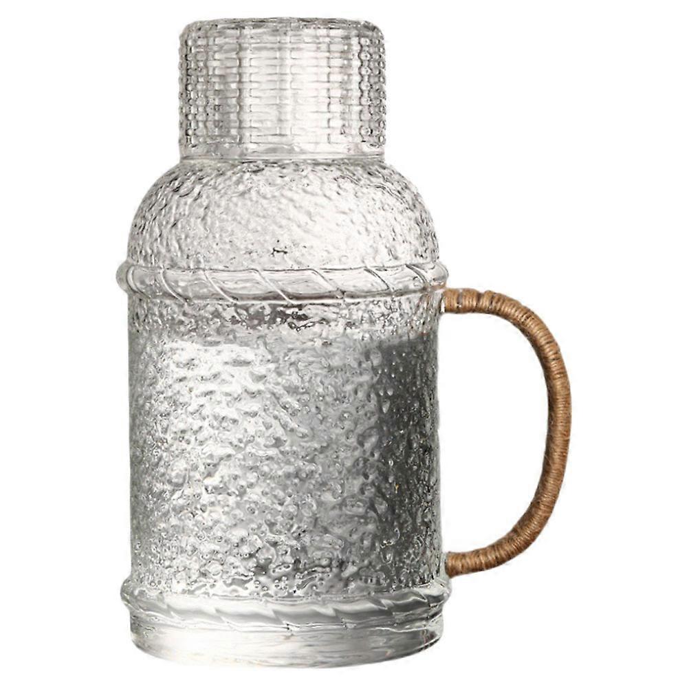 Glass Tea Pitcher Multipurpose Cold Kettle Family Use Hammered Texture 2L Water Storage 1 Set