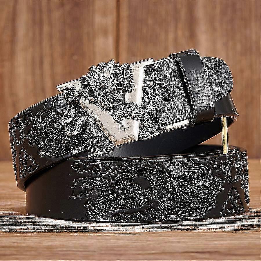 Cintos de couro genuíno masculino cinto de catraca casual com fivela automática L-mxbc