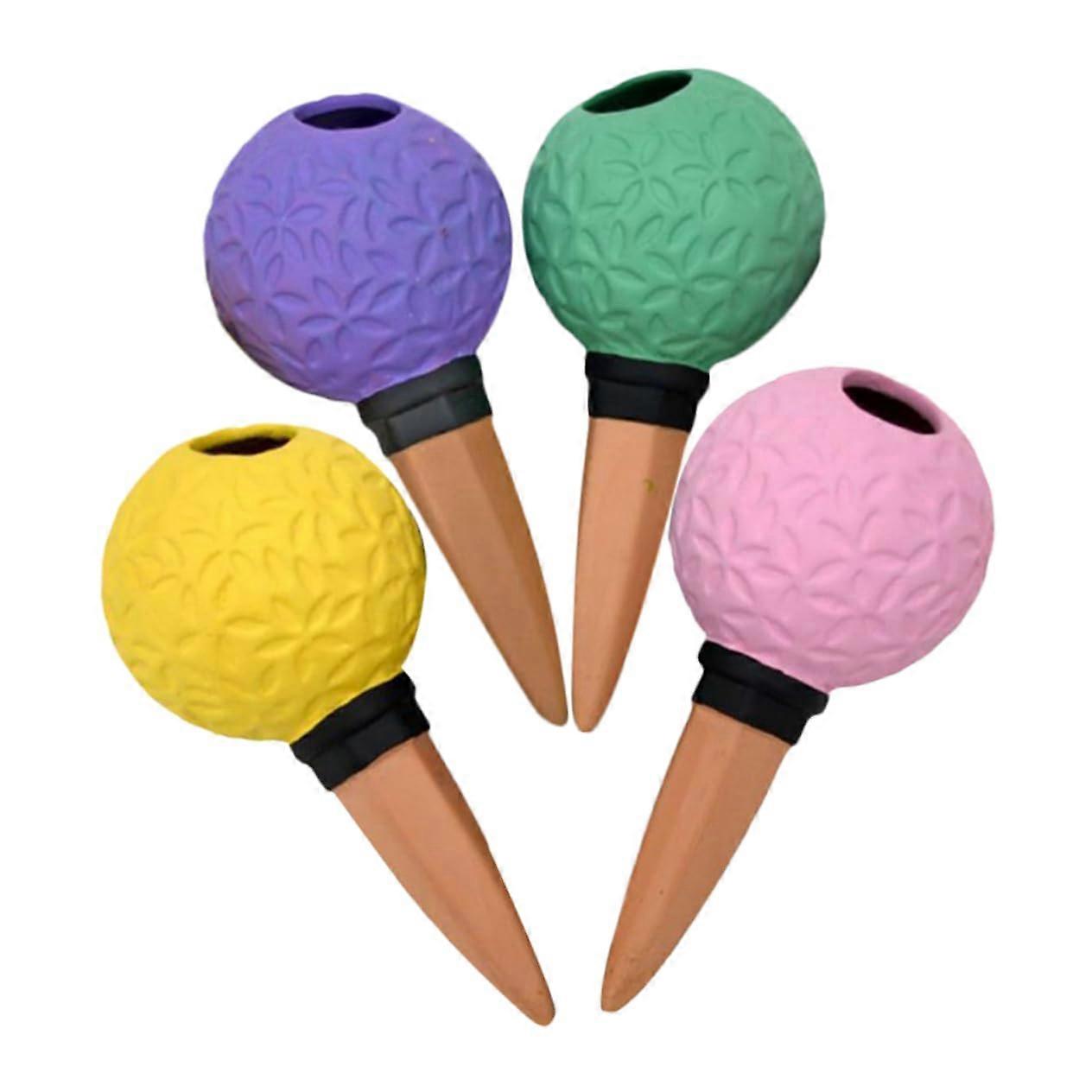 4 pieces Automatic Watering Device Indoor Watering Can Device Watering Can Globes Large Kit Spikes SelfWatering Bulbs Balls Watering Red Clay