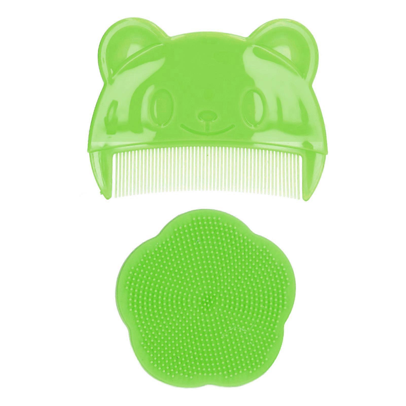 2PCS Baby Scalp Brush Set Soft Sensory Silicone Bath Brush Comfortable Newborns Scalp Bath Tool Green 