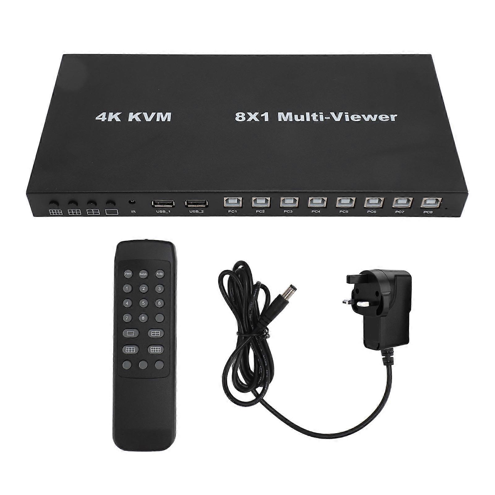 Professional 8 in 1 4K HD Multimedia Interface Splitter with KVM Switch and UK Plug
