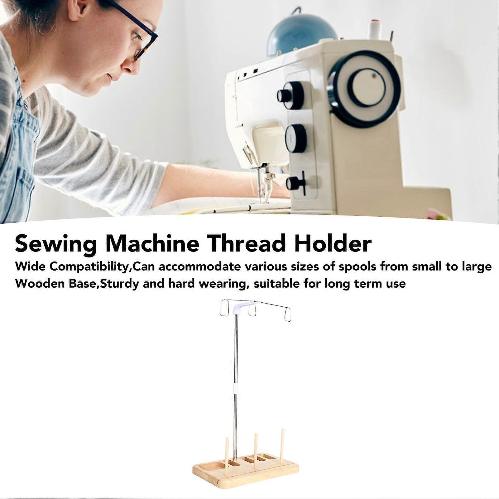 Thread Holder Stable Wood Base Large Spool Thread Stand for Embroidery Sewing Machine Type C