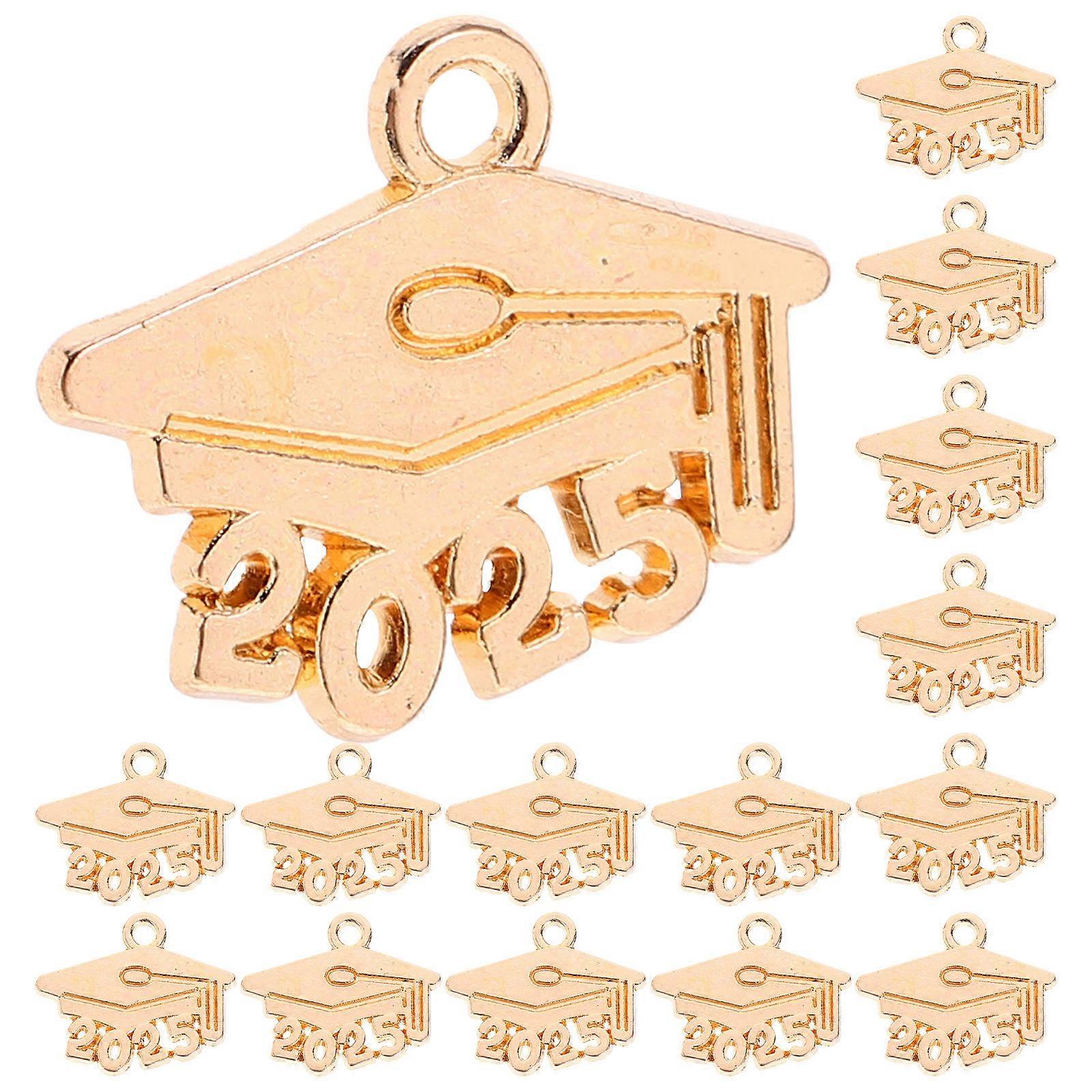 100pcs Alloy Graduation Cap Pendants for DIY Jewelry Making – Durable Year Charms for Bracelets, Keychains & Craft Projects – Bulk Pendant
