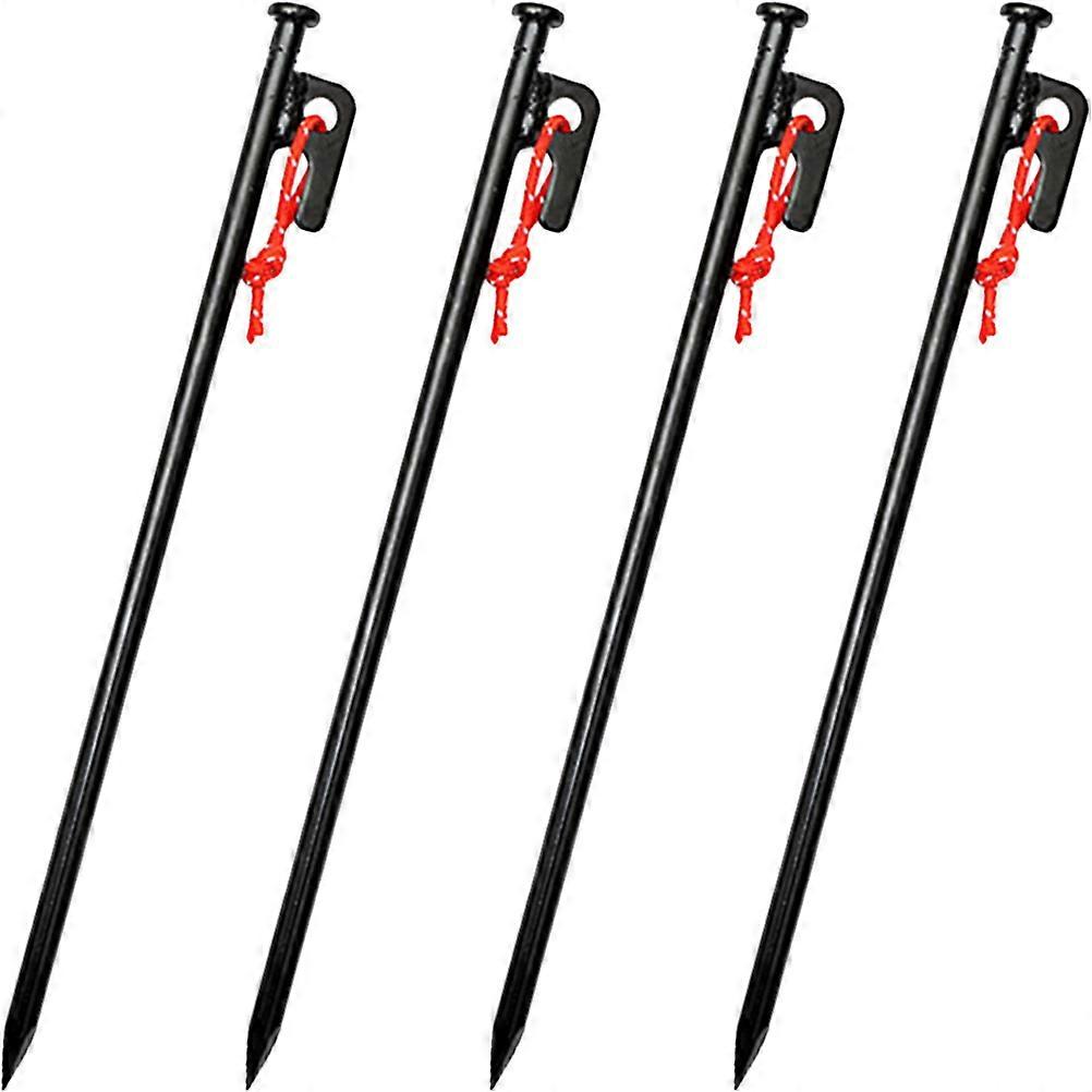 Iron Tent Stakes Heavy Duty Strength Beach 4Pcs Polyester 30x1.5x1.5cm Securing Tents Wind Resistance