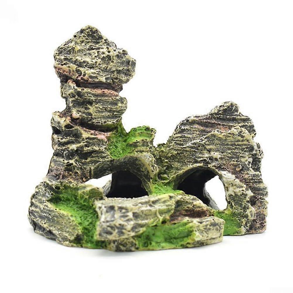 Enhance your aquarium with natural resin cavetreebridge decorations (D).
