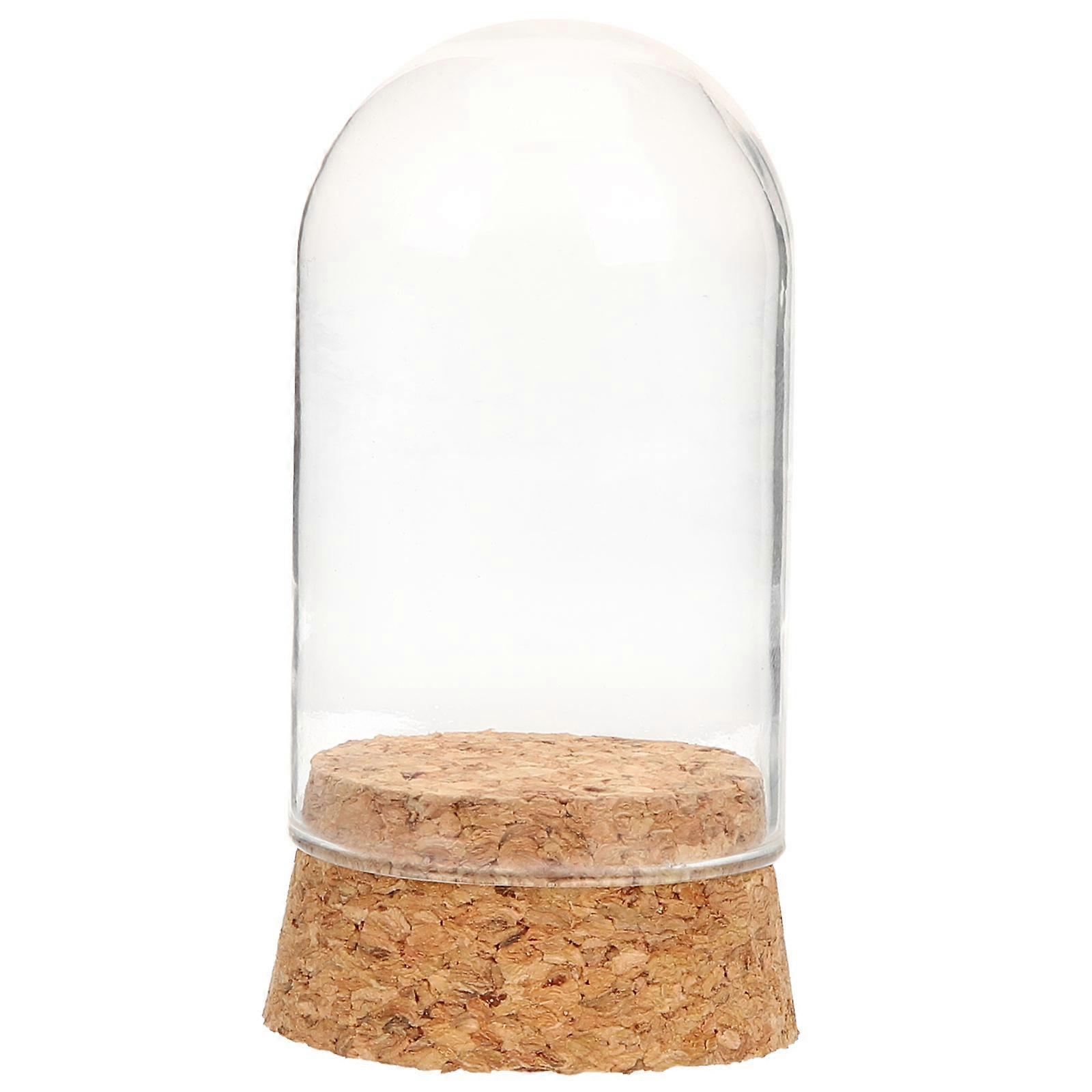 Clear Glass Display Dome with Cork Base, Compact Storage Case for Figurines, Collectibles, Desktop Display, Dust Proof Protective Cover for Home and