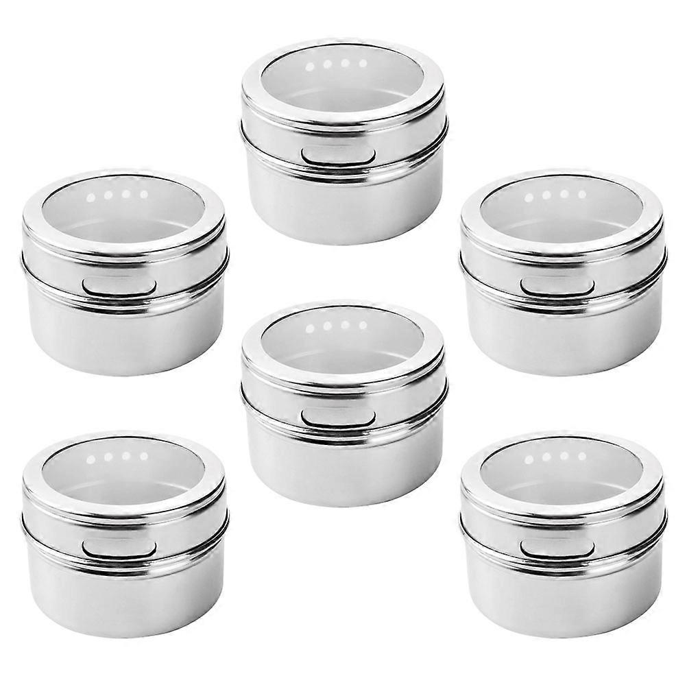 Seasoning Containers With Perforations For Sprinkling Powder Suitable For Outdoor Barbecue 6Pcs Silver Spice Bottles