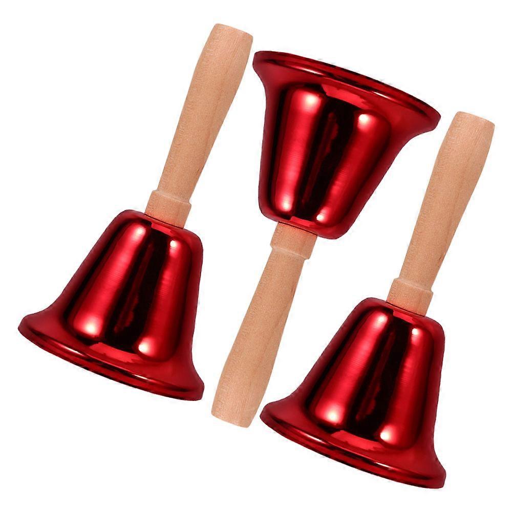3pcs Loud Hand Bells with Handles – Metal Classroom Service Bell for Teachers, Patient Alerting, Emergency Care Assistance, and Portable Attention