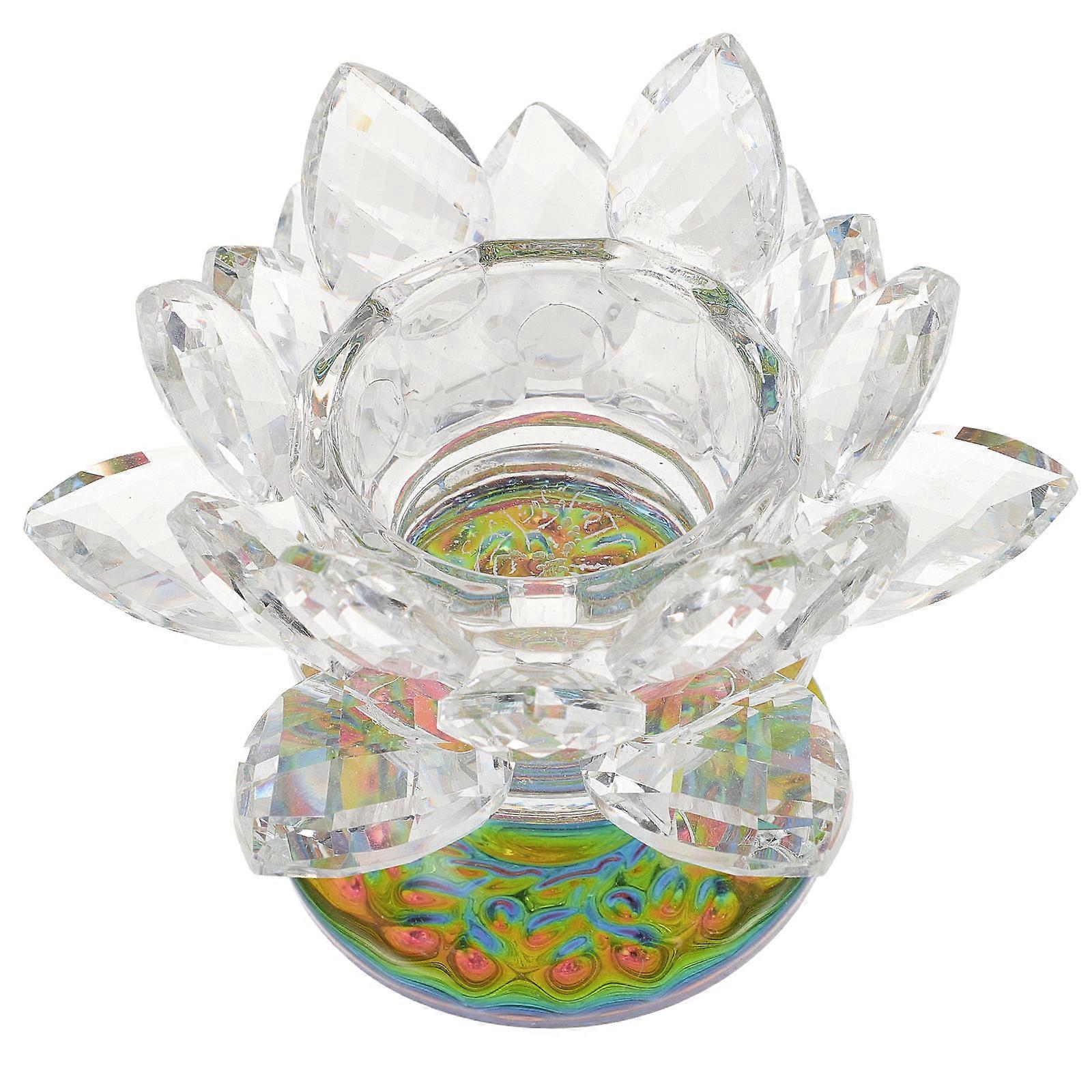 Crystal Lotus Candle Holder for Buddha Table Decor Light Green Vintage Design for Use