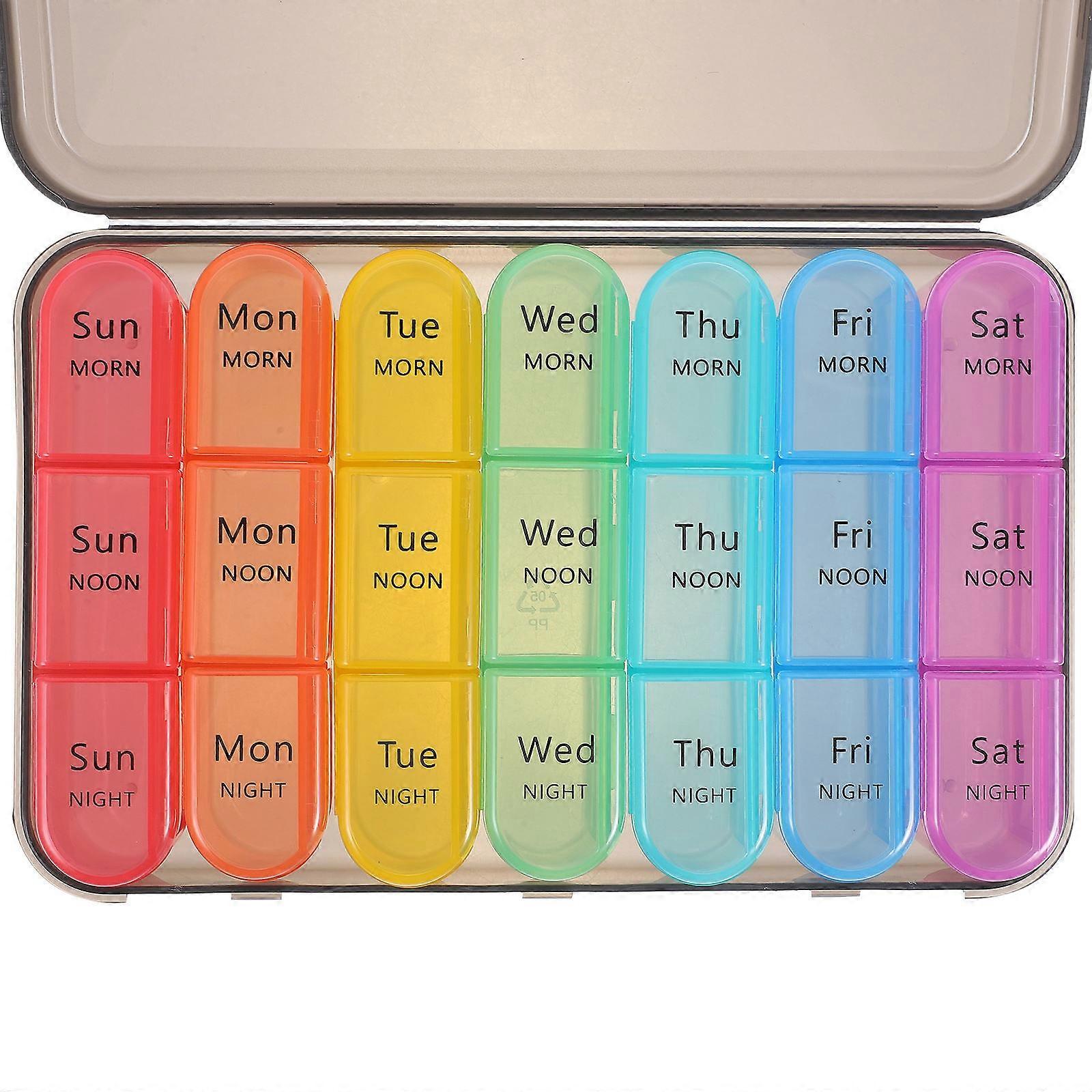 Weekly Medication Organizer Storage Travel Friendly Small Weekly Pill Case Portable Rectangular 1Pcs