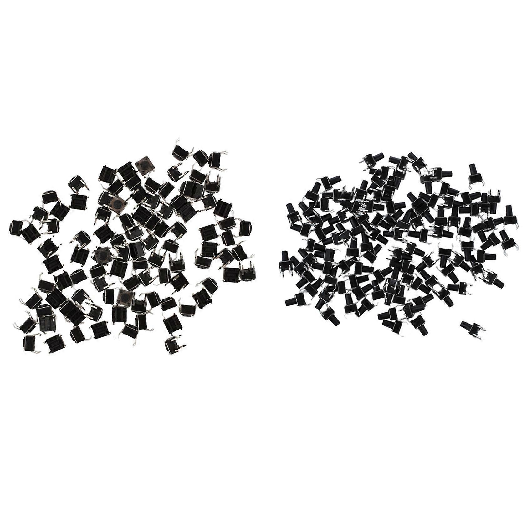 200 Pcs PCB Momentary Tactile Tact Push Button Switch 4 Pin DIP, 6X6X9.5mm & 6X6X4.5mm