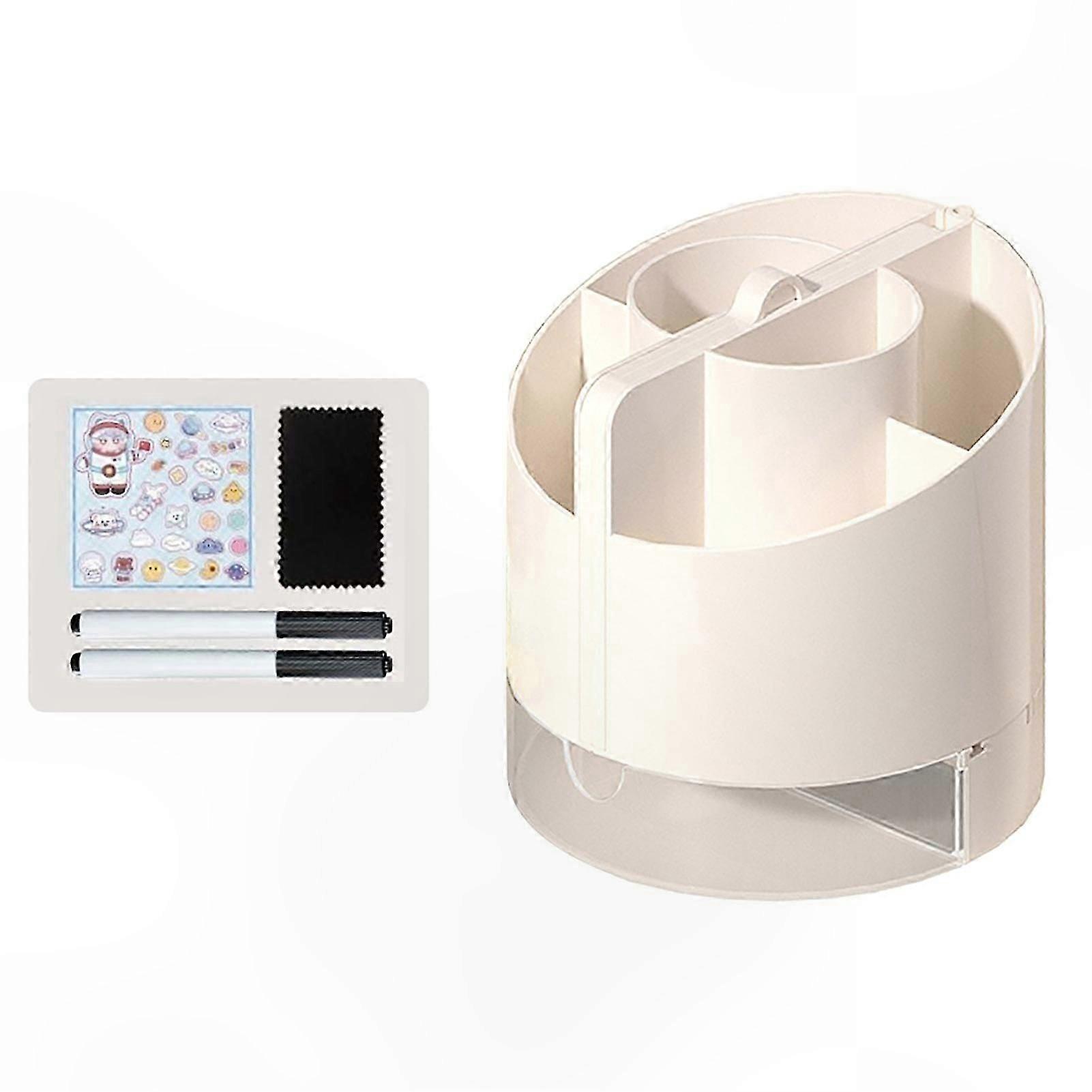 6-Compartment Trapezoidal Organizer with Erasable Markers Pen Storage Multi-Functional Desk Accessory Set