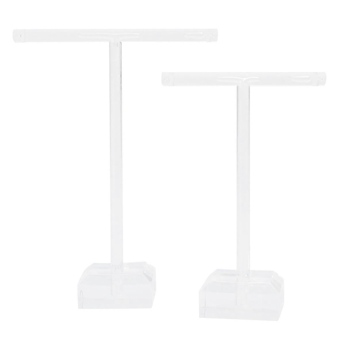 White Plastic T Shape Earring Display Stand for Jewelry Organization and Stable Storage 2 Pieces
