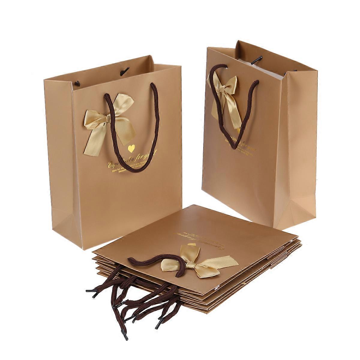 Paper Bags Cube Golden for Graduations Housewarming Christmas 5Pcs