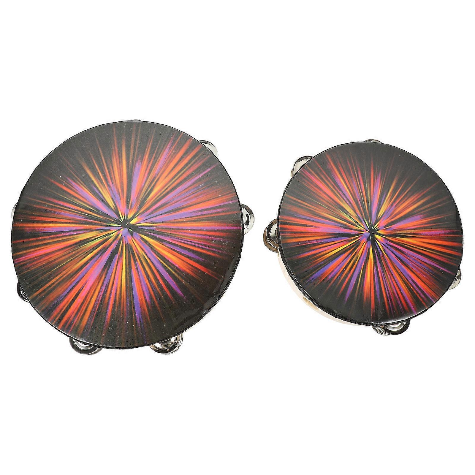 2pcs Double Row Tambourine Musical Instrument Educational Wooden Percussion Drum For And Drum Present For Boys