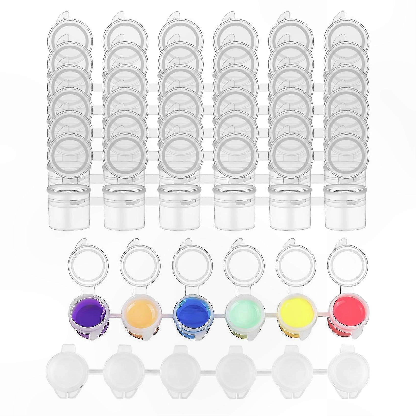 8 Strips 48 Pots 3ml Empty Paint Cups for School Art Projects