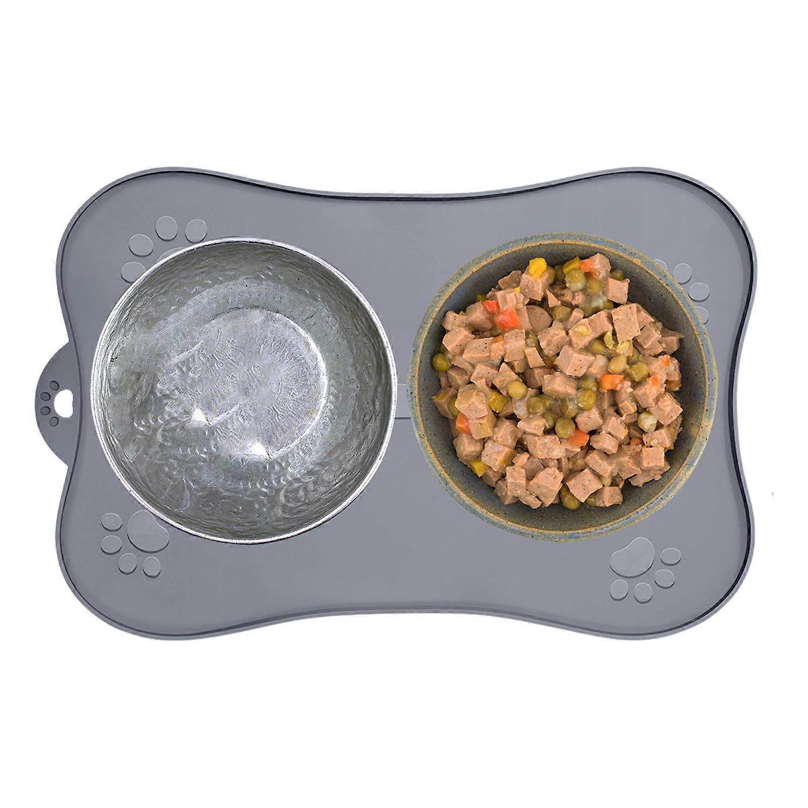狗碗垫狗碗食物和水垫宠物喂食垫地板硅胶宠物垫骨形托盘带凸起边缘