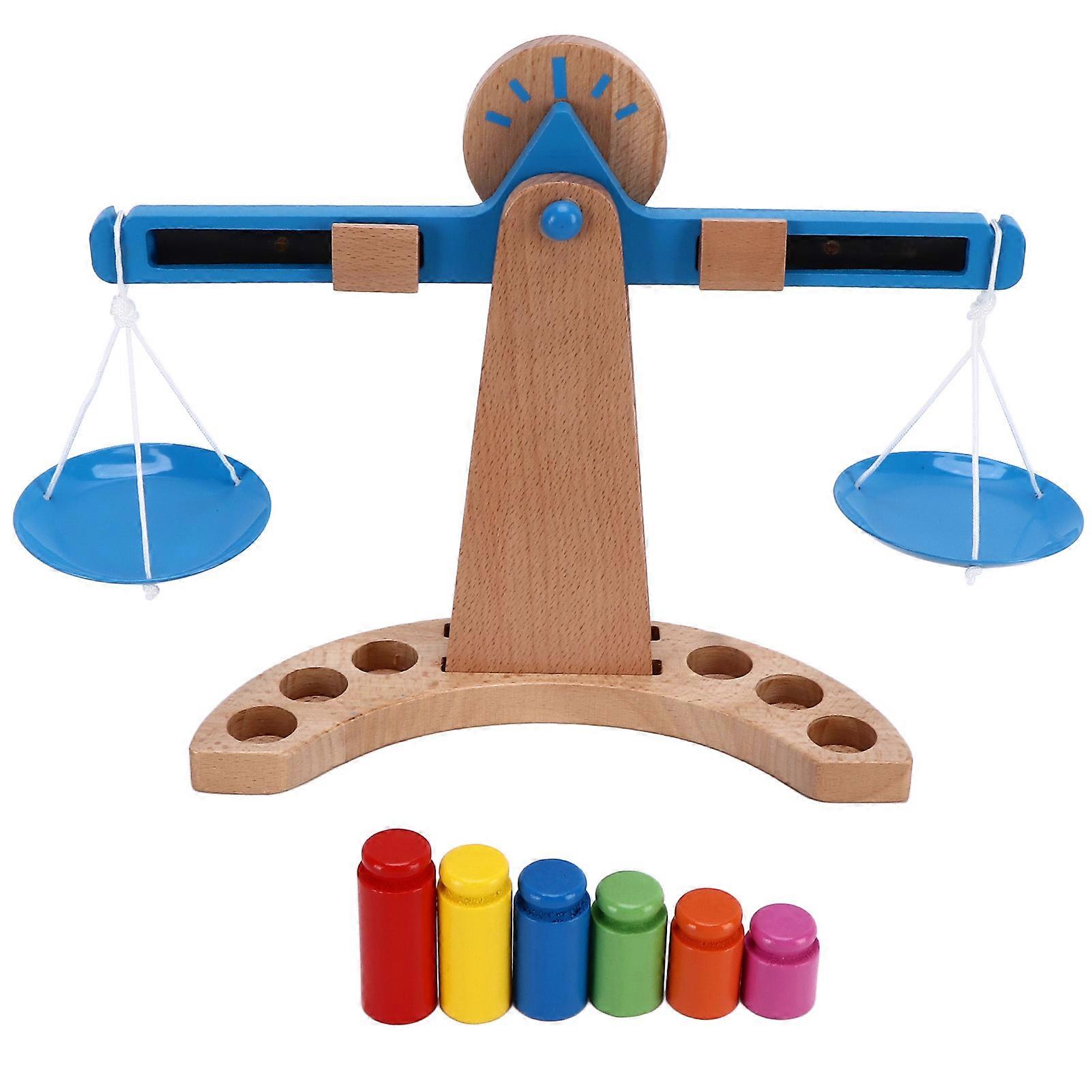 Wooden Weighing Scale Toy Set Educational ncing Scale Toy Math Teaching Toy for Children