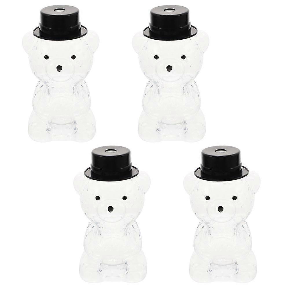 4pcs Creative Bear Juice Bottles With Lids Reusable Beverage Containers For Parties School Work And Home Use