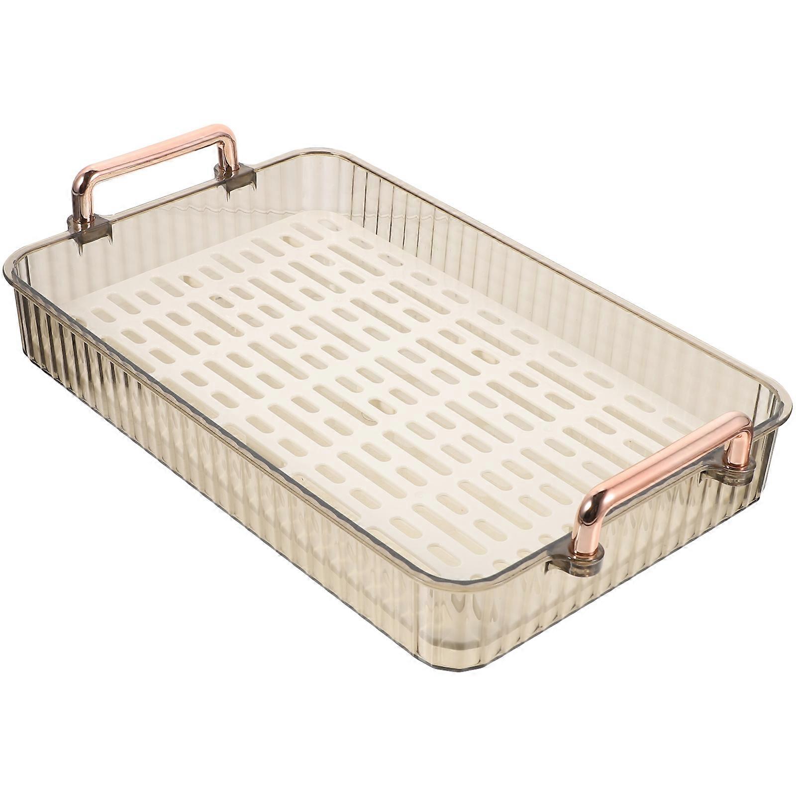 Brown Plastic Kitchen Draining Tray for Storage with Design and Practical Features 11.8 x 7.9 Inches