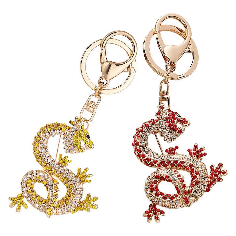 Rhinestone Dragon Keychain for Hanging Keys Made of Zinc Alloy and Rhinestones Assorted Color
