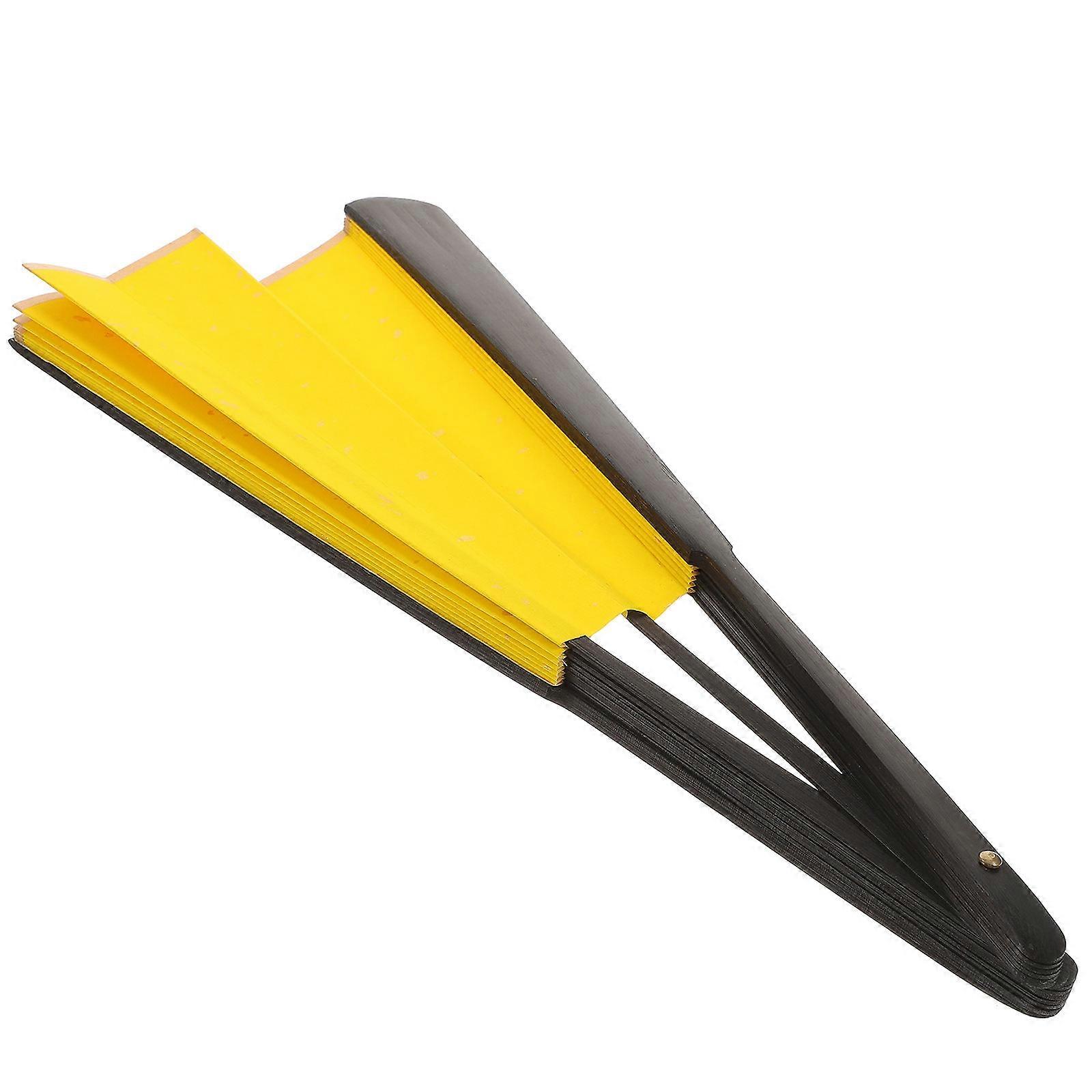Chinese Folding Fan Handheld Dance Prop For Summer Occasions Yellow 1Set
