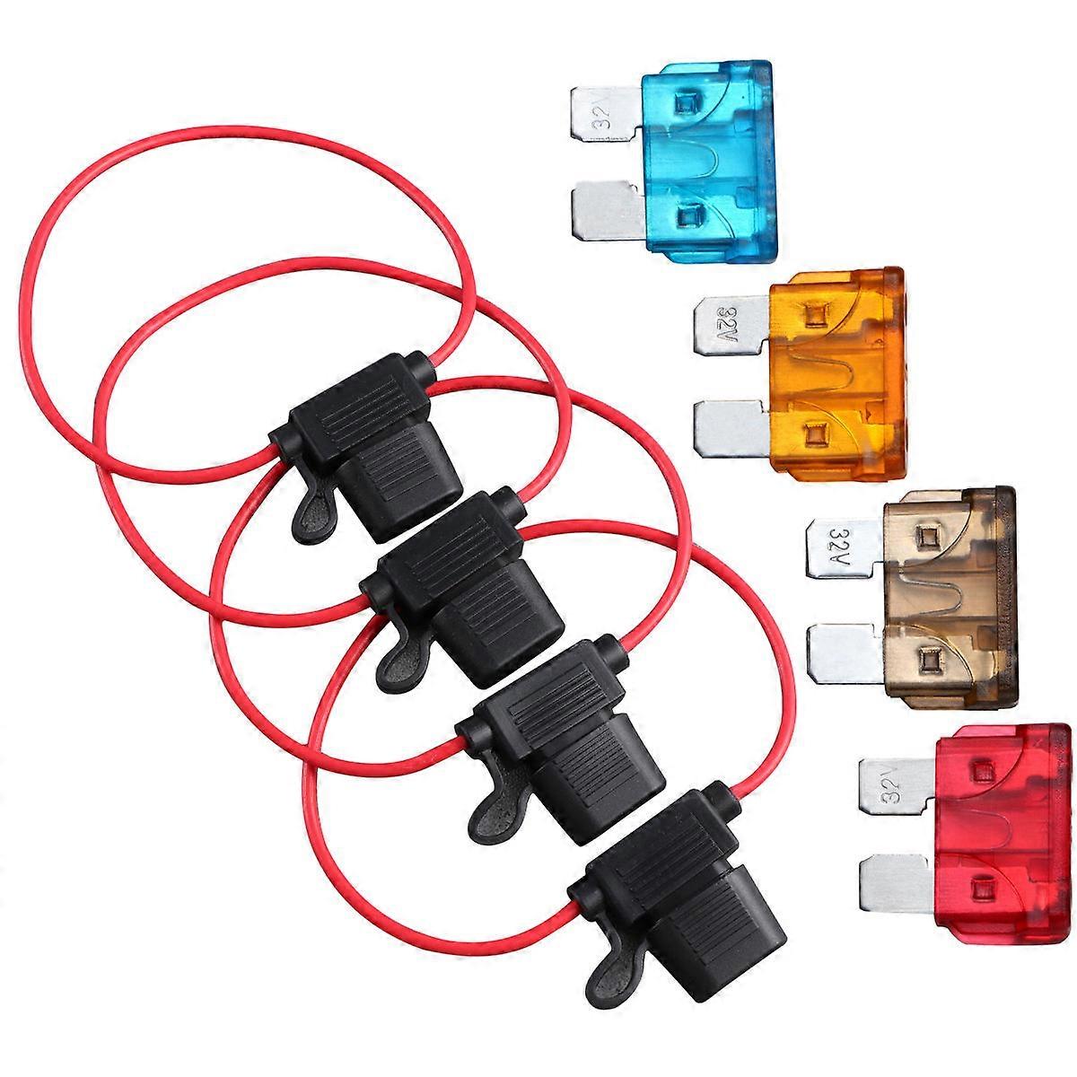 Mini Fuse Automotive Kit 4Pcs Including 4 Holders For Automotive Replacement Vehicle Maintenance Applications
