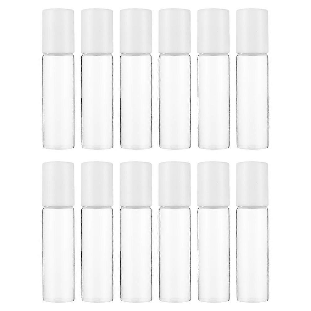 12Pcs Essential Oil Empty Bottles Round Design Transparent Glass Travel-Friendly Storage Container Refillable Use