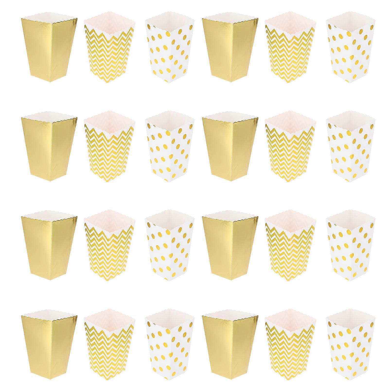 24pcs Paper Popcorn Boxes with Dot Design, Ideal for Weddings, Birthdays, Banquets, and Dinner Parties – Perfect for Snacks, Candy, and Treats