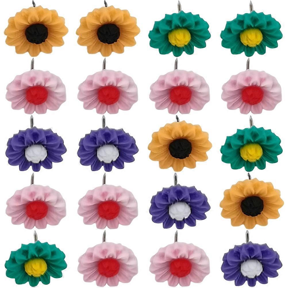 Replaceable Thumb Tacks For DIY Craft Activities In Assorted Color With Sunflower Shape 20Pcs