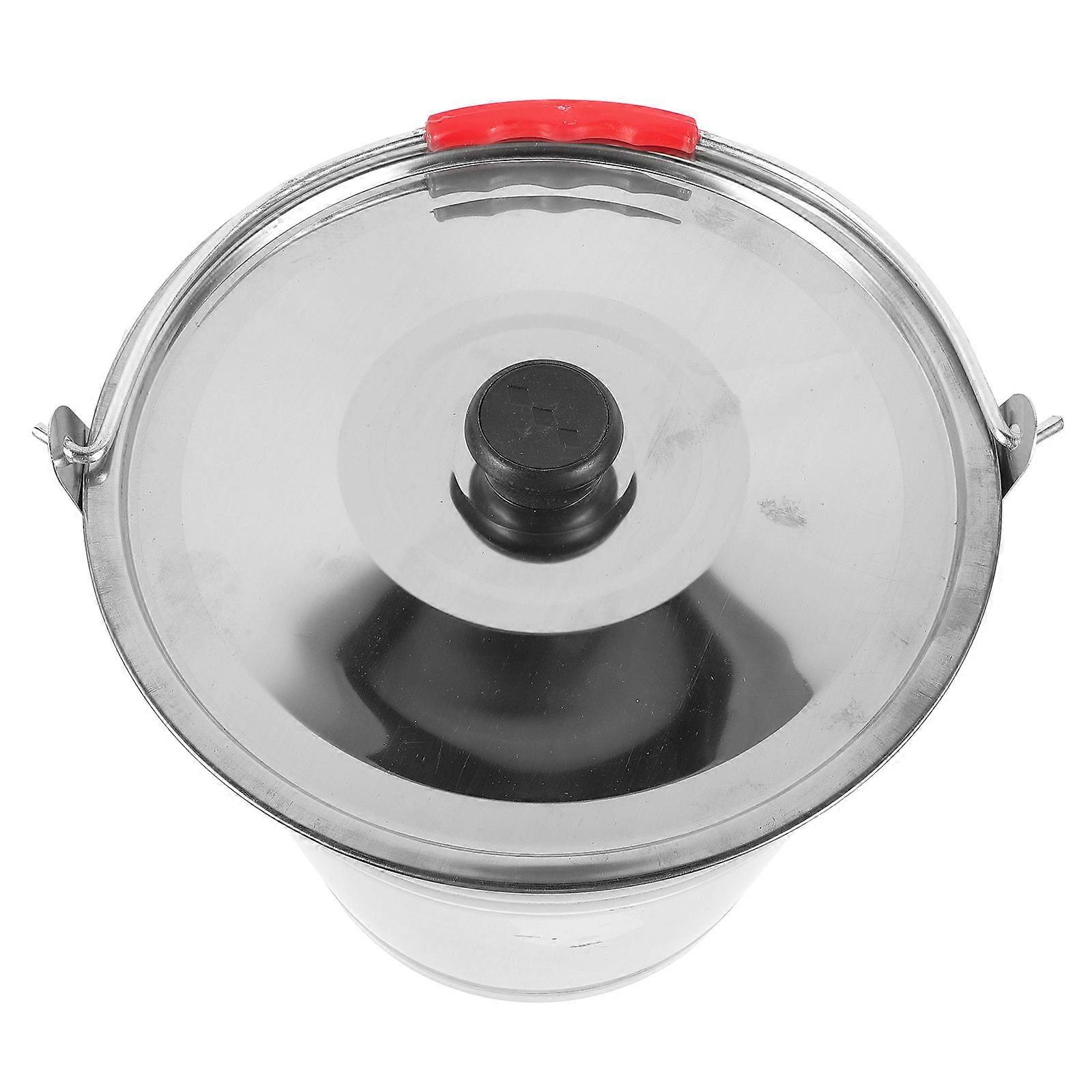 Multi-Purpose Stainless Steel Bucket With Lid Ideal For Hotel Use 26.00X24.00X22.00CM Simple Appearance Ice Holding 1Set